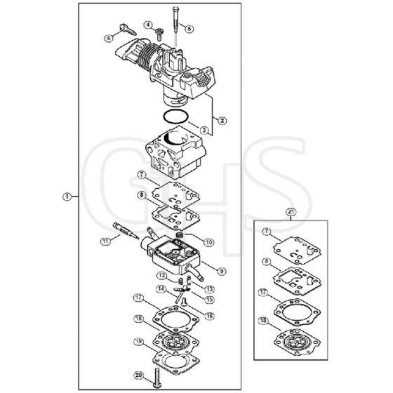 Genuine Stihl FS26 RC-E / D - Carburetor RC2-S243 up to serial number 513723535