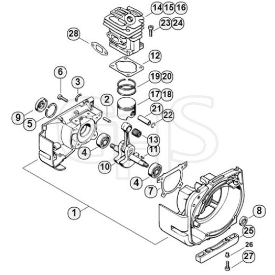 Genuine Stihl FS280 K / A - Crankcase, Cylinder