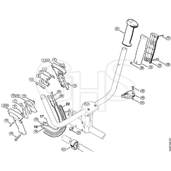 Genuine Stihl FS280 K / K - Control Handle ⇥ 3 54 341 645 (20.2002)