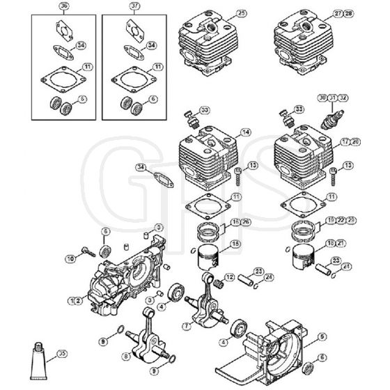 Genuine Stihl FS300 / A - Crankcase, Cylinder