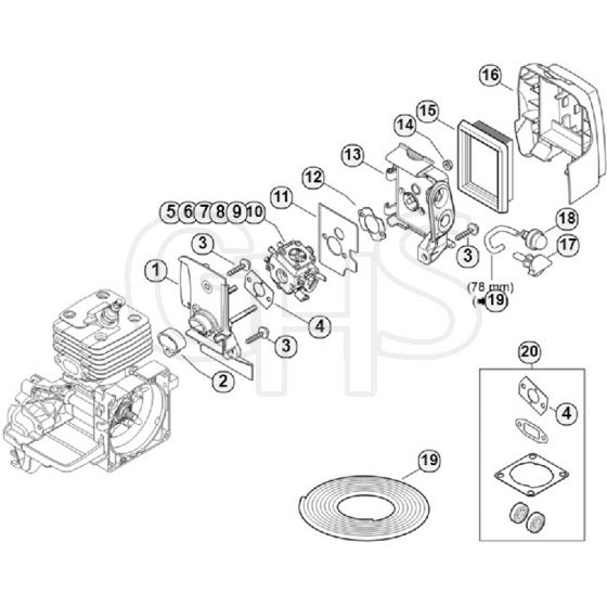 Genuine Stihl FS300 / F - Carburetor housing, Air filter