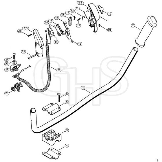 Genuine Stihl FS350 / P - Two-handed handle bar, Control handle