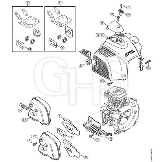 Genuine Stihl FS360 C-E / C - Muffler, Shroud