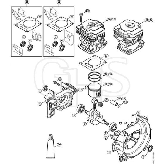 Genuine Stihl FS360 C-EM / A - Crankcase, Cylinder