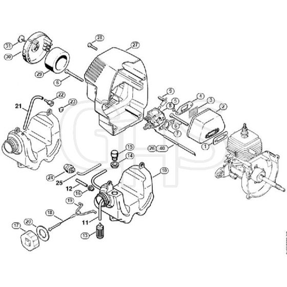 Genuine Stihl FS36 R / C - Muffler, Shroud