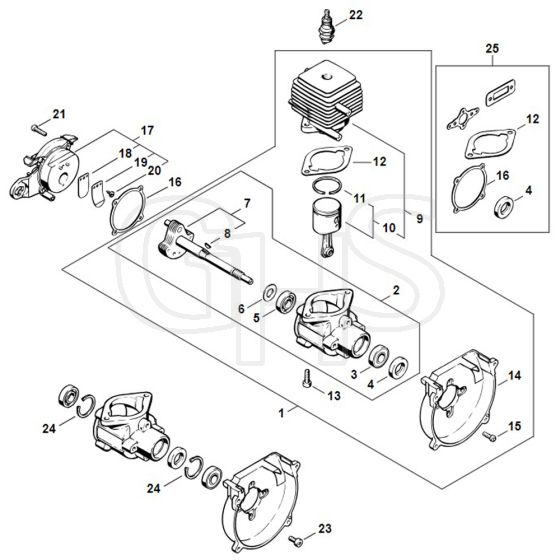 Stihl FS36R - Crankcase, Cylinder - Parts Diagram
