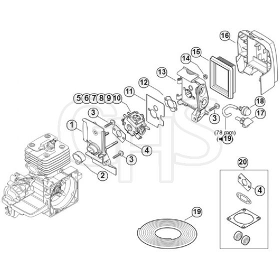 Genuine Stihl FS380 / F - Carburetor housing, Air filter