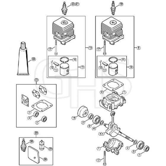 Genuine Stihl FS38 2-MIX / B - Crankcase, Cylinder 2-MIX