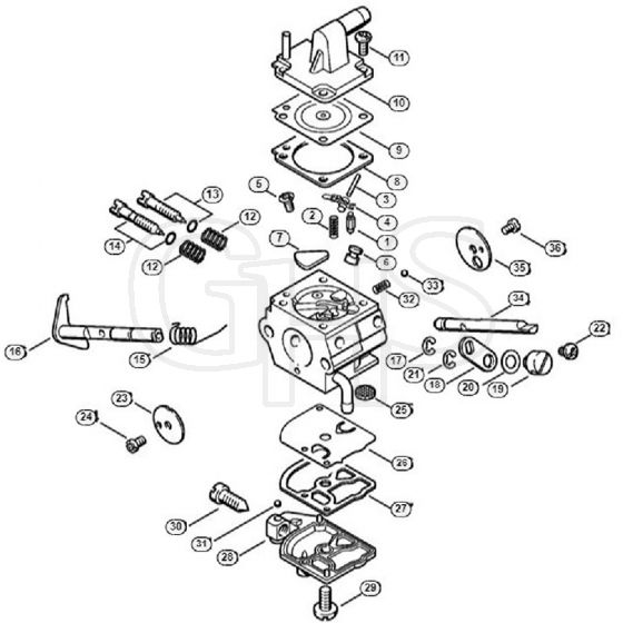 Genuine Stihl FS400 K / L - Carburetor C1Q-S33 (19.1998)