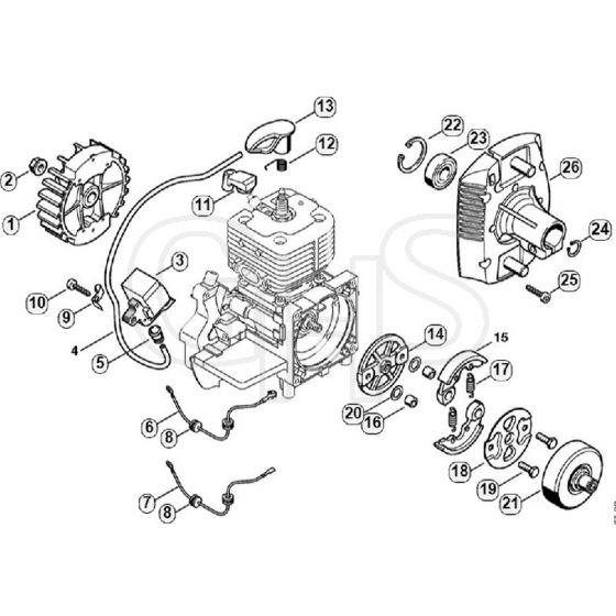 Genuine Stihl FS400 L / D - Ignition system, Clutch