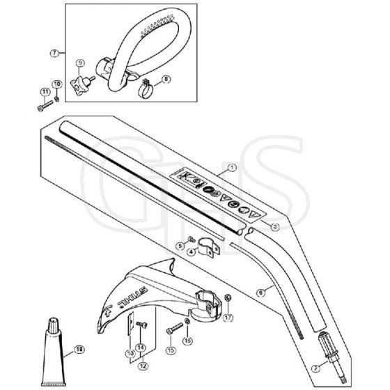 Genuine Stihl FS40 C-E / K - FS 40: Drive tube assembly, Loop handle