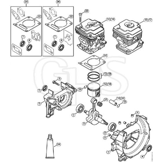 Genuine Stihl FS410 C-E / A - Crankcase, Cylinder