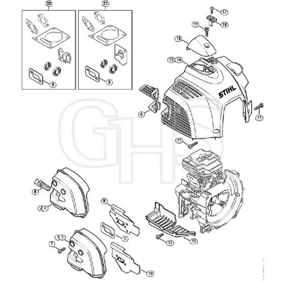 Genuine Stihl FS410 C-E / C - Muffler, Shroud