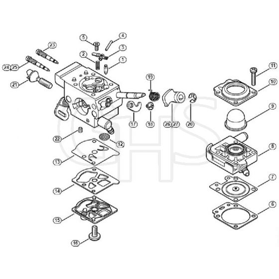 Genuine Stihl FS410 C-EM / H - Carburetor WTF-10, WTF-11, WTF-5, WTF-6