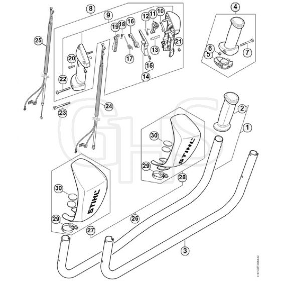 Genuine Stihl FS410 C-EM / N - Bike handle