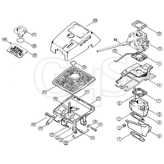 Genuine Stihl FS410 / E - Filter housing, Air filter