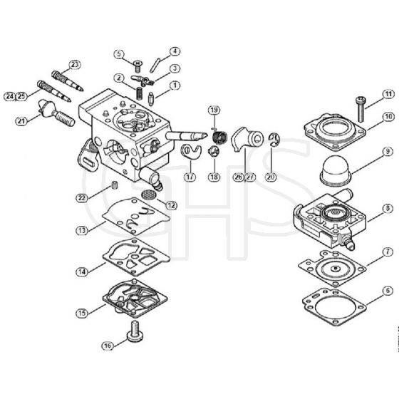 Genuine Stihl FS410 / H - Carburetor WTF-10, WTF-11, WTF-5, WTF-6