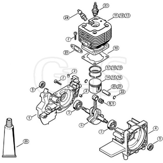 Genuine Stihl FS450 L / A - Crankcase, Cylinder
