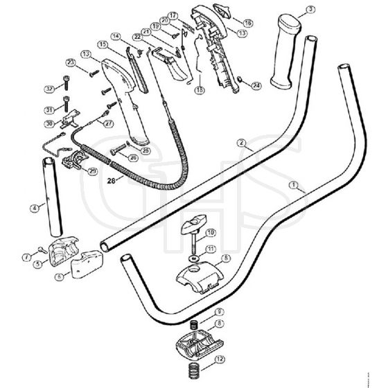 Genuine Stihl FS450 L / O - Handlebar, Control handle