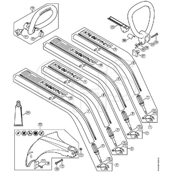 Genuine Stihl FS45 / AC - FS 45, 46: Drive tube assembly, Loop handle