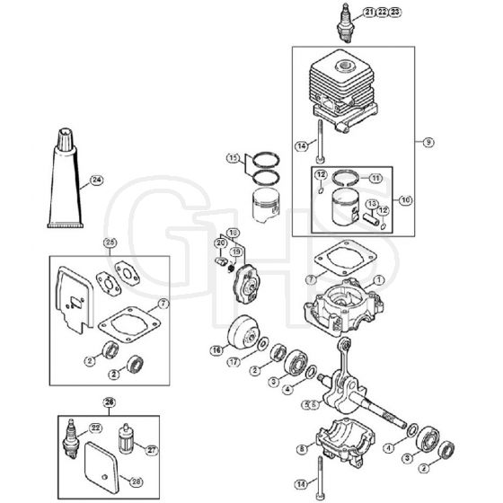 Genuine Stihl FS45 C-E / A - Crankcase, Cylinder