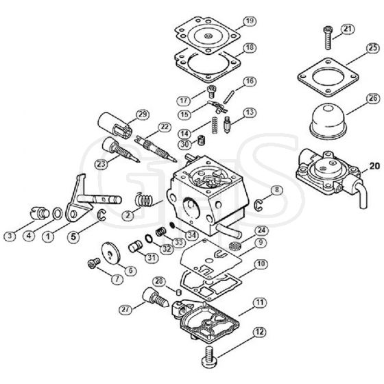 Genuine Stihl FS45 / X - Carburetor C1Q-S66 (36.2002)