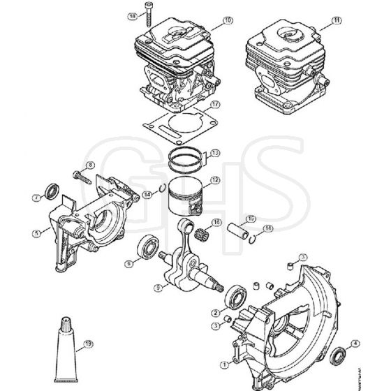 Genuine Stihl FS460 C-EM / A - Crankcase, Cylinder