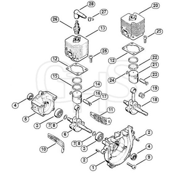 Genuine Stihl FS48 / A - Crankcase, Cylinder