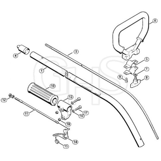 Genuine Stihl FS48 / G - Drive tube assembly, Loop handle