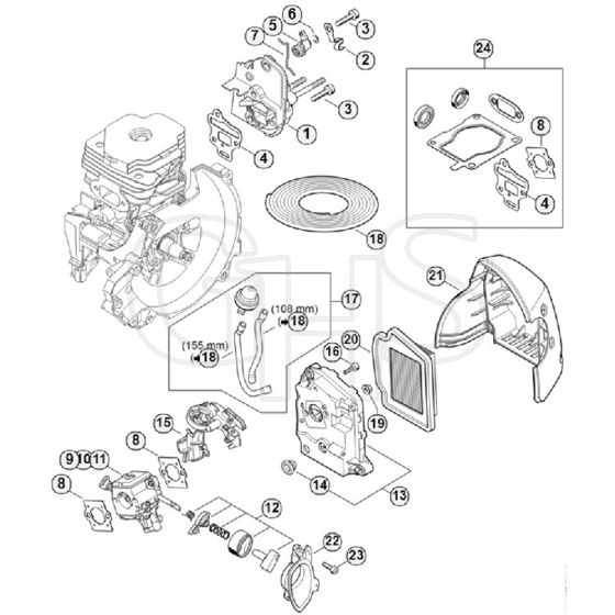 Genuine Stihl FS490 C-EM / E - Spacer flange, Air filter, Filter housing