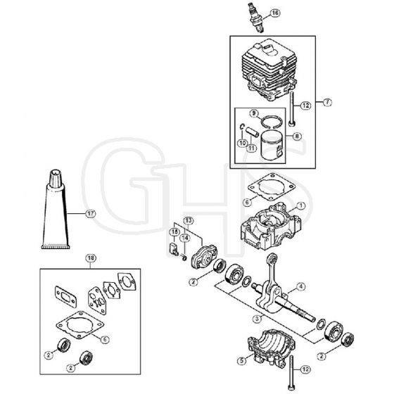 Genuine Stihl FS50-L / A - Crankcase, Cylinder