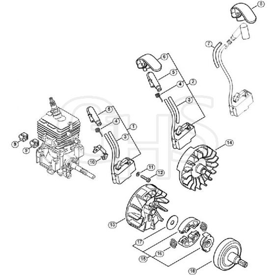 Genuine Stihl FS50-L / E - Ignition system, Clutch