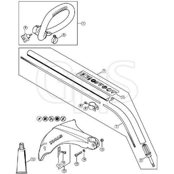 Genuine Stihl FS50-L / L - FS 50: Drive tube assembly, Loop handle