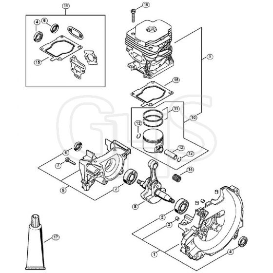 Genuine Stihl FS510 C-EM / A - Crankcase, Cylinder