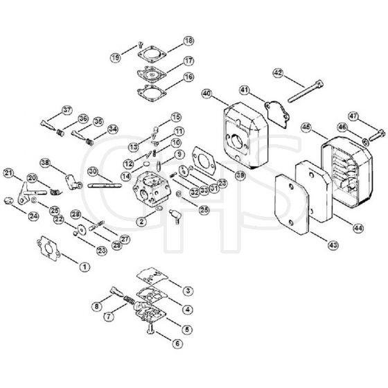 Genuine Stihl FS51 / C - Carburetor, Air filter