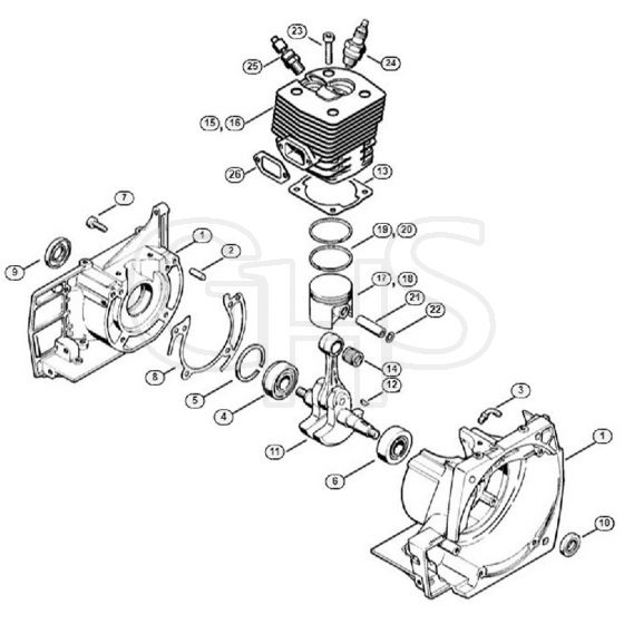 Genuine Stihl FS550 / A - Crankcase, Cylinder