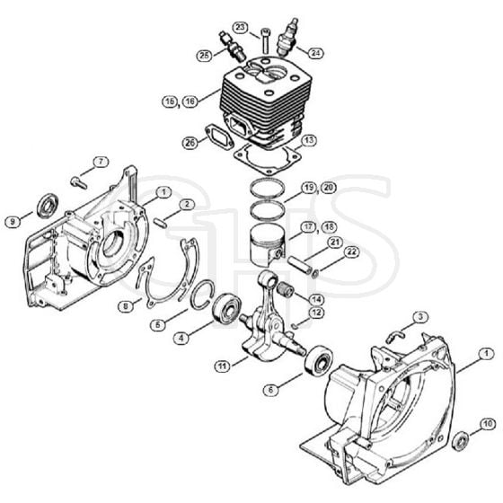 Genuine Stihl FS550 L / A - Crankcase, Cylinder