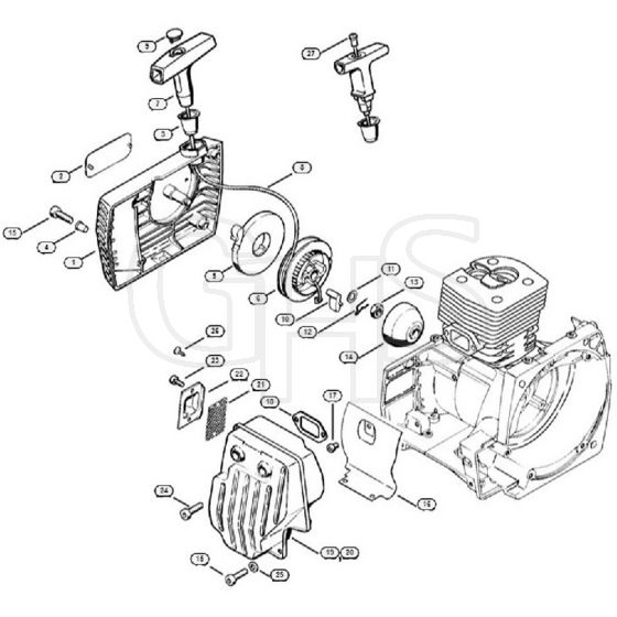 Genuine Stihl FS550 L / B - Rewind starter, Muffler