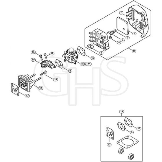 Genuine Stihl FS55 2-MIX / M - Air filter, Spacer flange 2-MIX