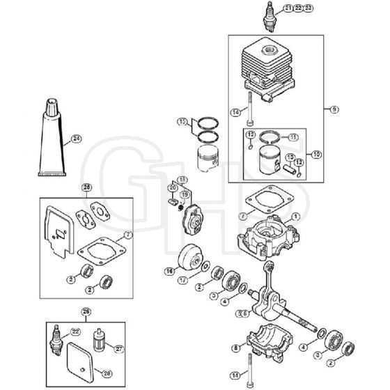 Genuine Stihl FS55 C-E / A - Crankcase, Cylinder