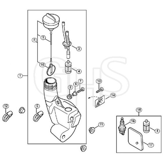 Genuine Stihl FS55 C-E / N - Fuel tank