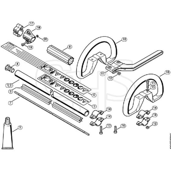 Genuine Stihl FS55 RC-E / AB - Drive tube assembly FS 55, Loop handle