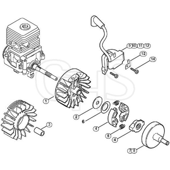 Genuine Stihl FS55 RC-E / G - Ignition system, Clutch