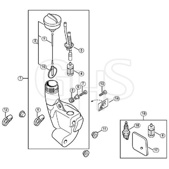 Genuine Stihl FS55 RC-E / N - Fuel tank