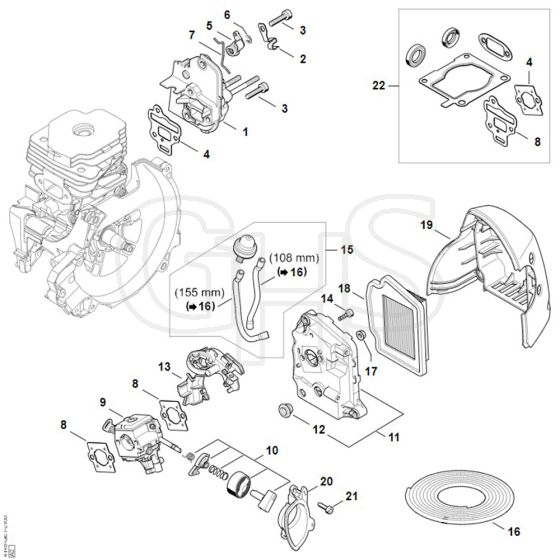 Stihl FS561.0 C-EM - Spacer Flange, Air Filter, Filter Housing - Parts Diagram