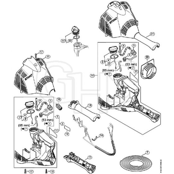 Genuine Stihl FS56 C-E / F - Engine housing (Bike handle)