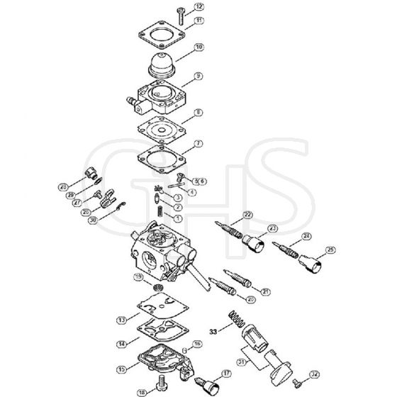 Genuine Stihl FS56 C-E / K - Carburetor C1M-S226, C1M-S207, C1M-S145