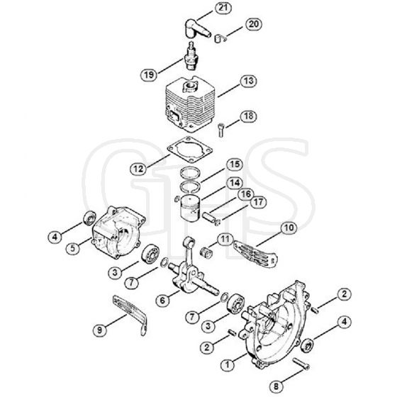 Genuine Stihl FS62 / A - Crankcase, Cylinder