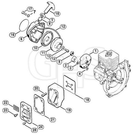 Genuine Stihl FS62 / B - Rewind starter, Muffler