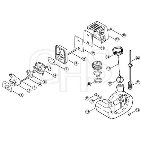 Genuine Stihl FS62 / D - Air filter, Fuel tank